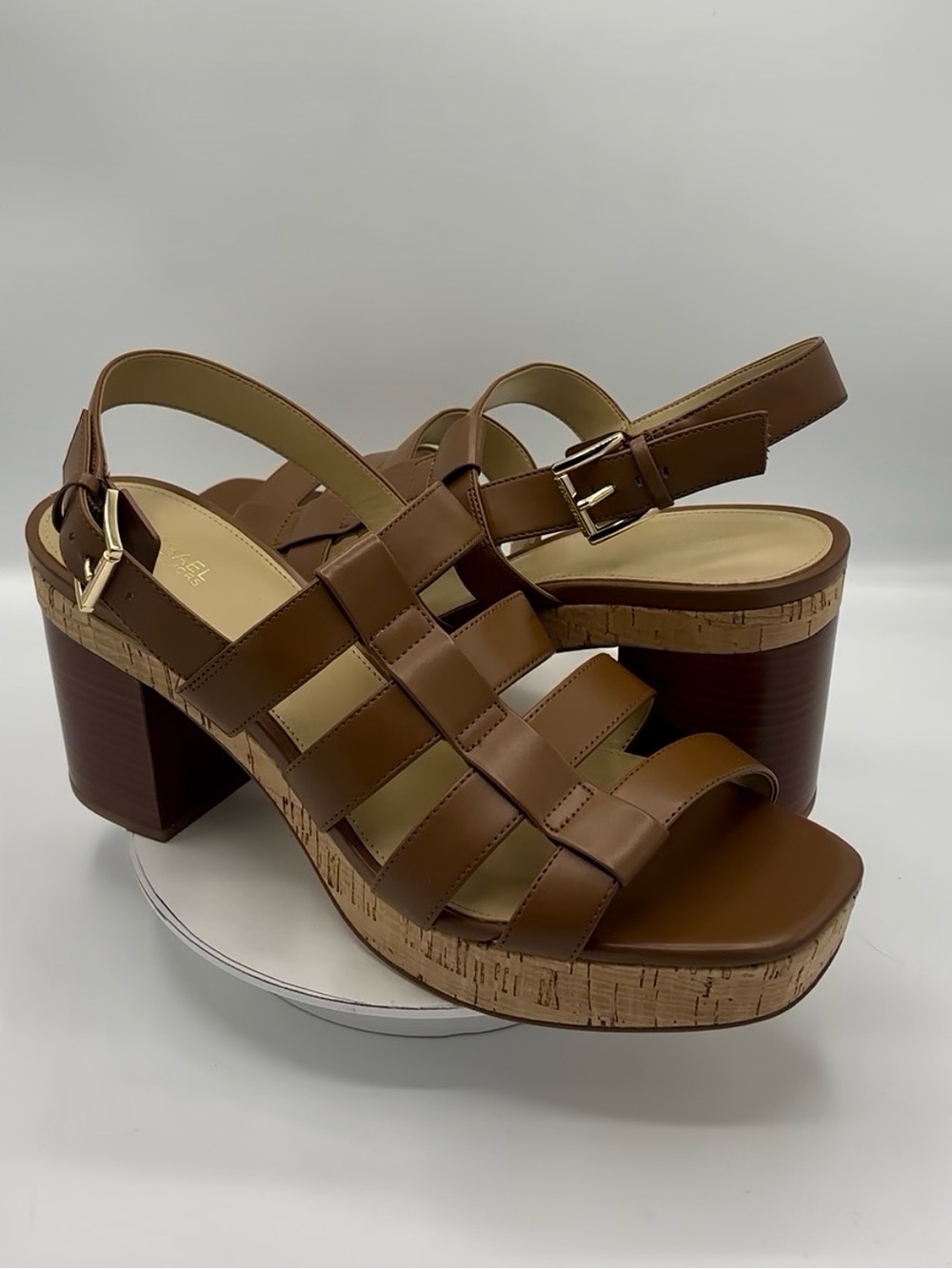 Michael Kors Brown Platform Block Heel Strappy Sandals Size 11